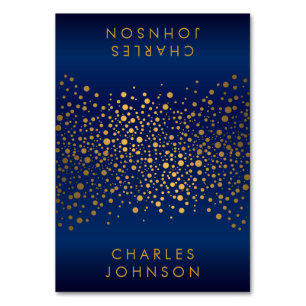 Numéro De Table Points Confetti Bleu et Or de la Marine satinée Ca
