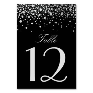 Numéro De Table Points Confetti Faux Argent Tableau Noir