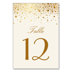 Numéro De Table Points Confetti Faux Gold Foil   Numéros de tablea