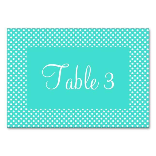 Numéro De Table Points Turquoise et Blanc numérotés (Dos)
