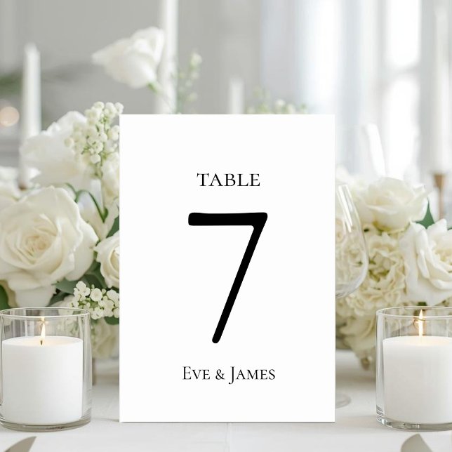 Numéro De Table Police Élégant Blanc Moderne Formel Mariage (Créateur téléchargé)