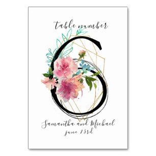 Numéro De Table Pony rose pâée rose vif Or Table Numéro 6 Signal