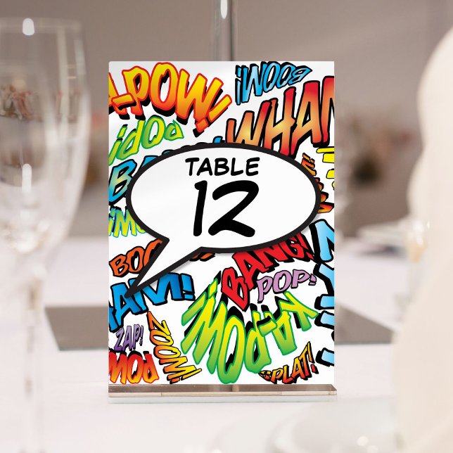 Numéro de table Pop Art de bande dessinée amusant (Fun Comic Book Pop Art Table Number)