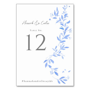 Numéro De Table Porcelaine peinte bleu minimaliste