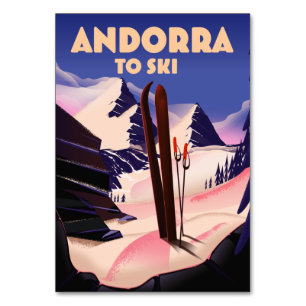 Numéro De Table poster de ski Andorre. imprimé toile