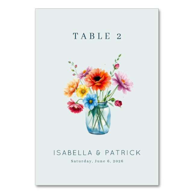 Numéro De Table Pot à aquarelle florale joyeux (Par défaut)