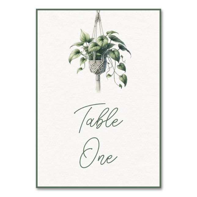 Numéro De Table Pothos : Boho Chic Botanical Green Plante Minimal (Par défaut)