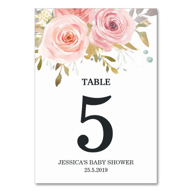 Numéro de Table pour Baby Shower aux Fleurs Roses  (Par défaut)