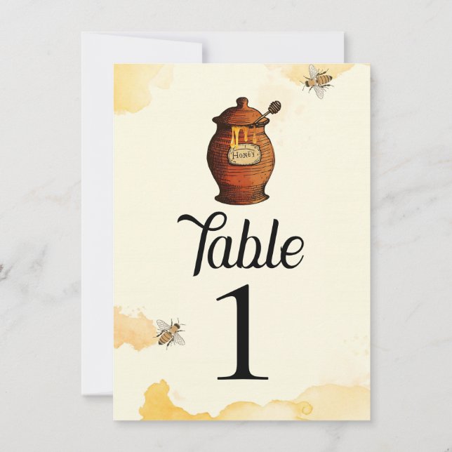 Numéro de table pour Baby Shower Pot de Miel Vinta (Dos)