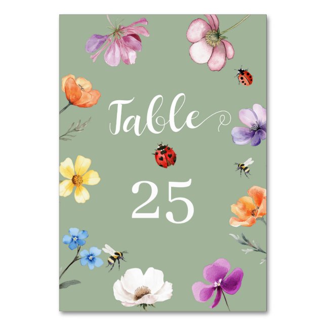 Numéro de table pour Baby Shower Wildflower Lovebu (Par défaut)