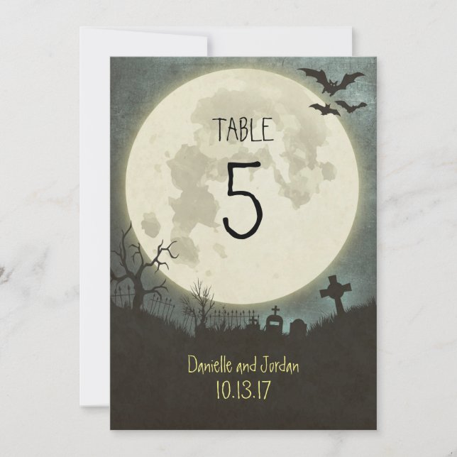 Numéro de table pour un mariage d'Halloween (Devant)