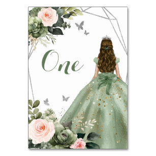 Numéro De Table Princess Sage Vert Floral Rose rose 15 Años
