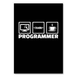 Numéro De Table Programmeur Écrire Code Et Boire Café
