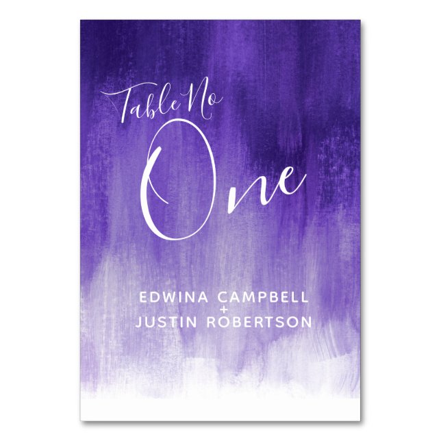 Numéro De Table Purple abstrait lavage moderne tableau d'art numér (Dos)