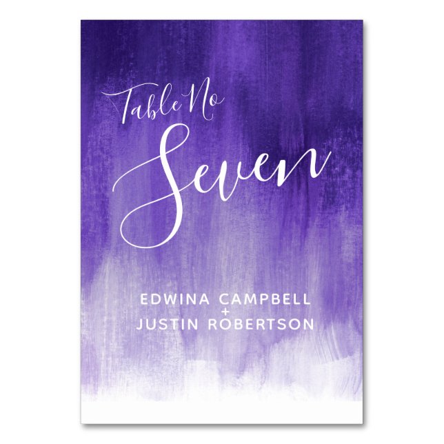 Numéro De Table Purple abstrait lavage moderne tableau numéro sept (Dos)