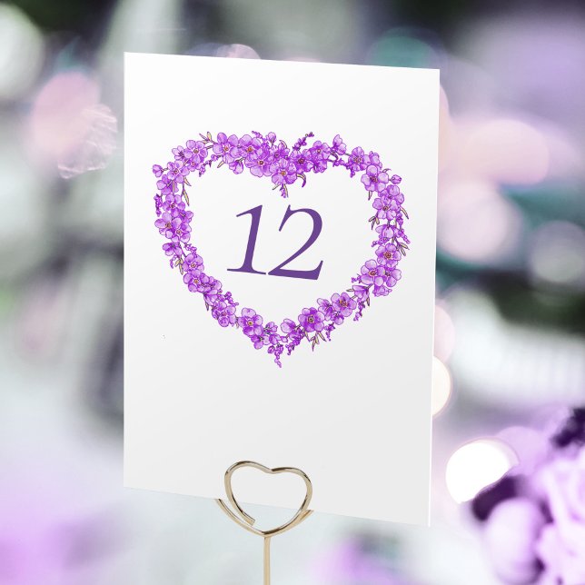 Numéro De Table Purple forget me nots inked art wedding monogram (Créateur téléchargé)