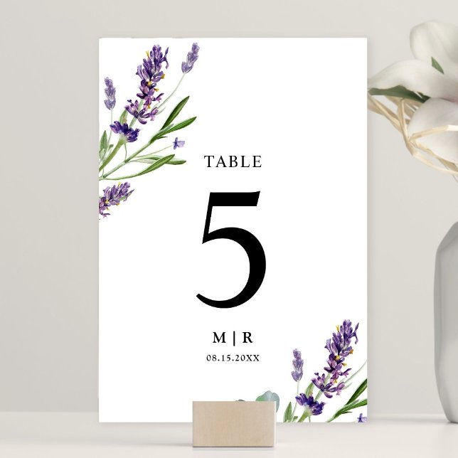 Numéro De Table Purple Lavender Rustique Aquarelle Mariage Floral (Créateur téléchargé)