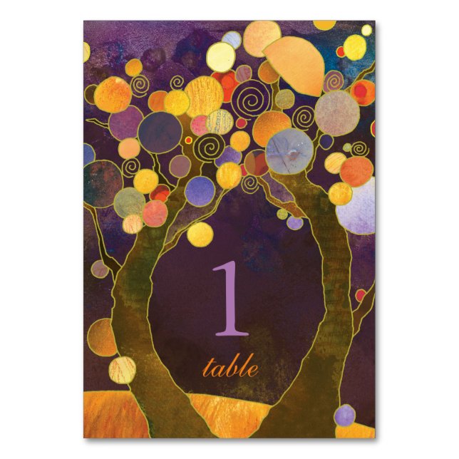 Numéro De Table Purple Love Trees Boho Mariage (Par défaut)