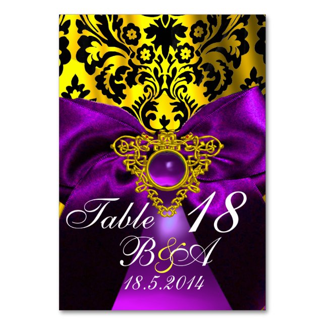 NUMÉRO DE TABLE PURPLE RIBBON GOLD CELTIC HEART DOMMASK MONOGRAS (Par défaut)