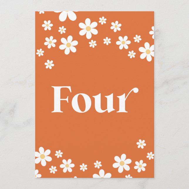 Numéro de table quatre pour une baby shower rétro  (Devant)