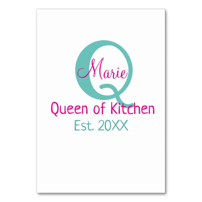 Numéro De Table Queen of cuisine monogramme vert rose simple minim (Par défaut)