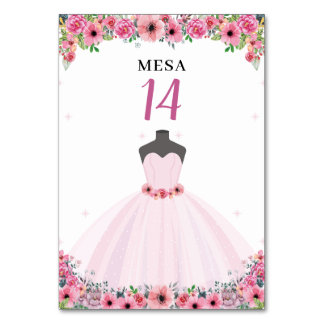Numéro De Table Quinceanera Florale Rose