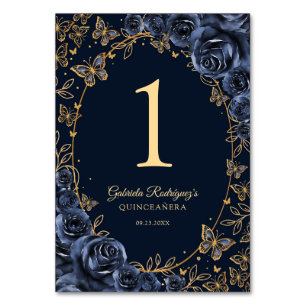 Numéro De Table Quinceañera Or Navy Gold
