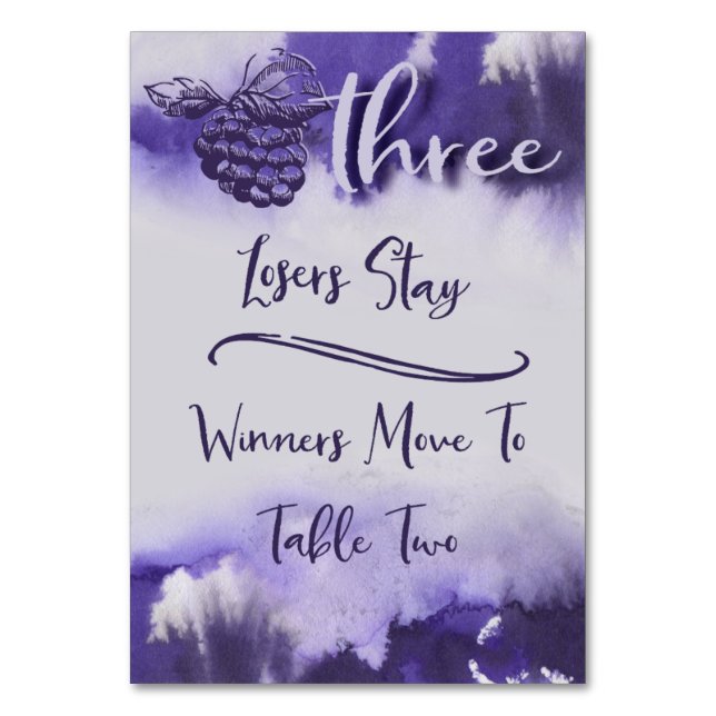 Numéro De Table Raisins de vin Bunco Jolie aquarelle Tableau 3 (Par défaut)