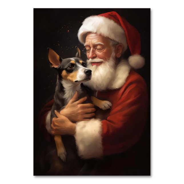 Numéro De Table Rat Terrier Avec Noël Festif Du Père Noël (Par défaut)