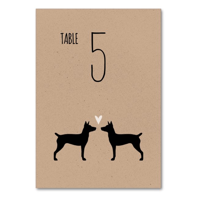 Numéro De Table Rat Terrier Silhouettes Chiens Mariage Réception (Par défaut)