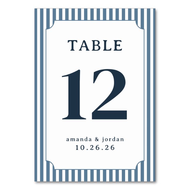 Numéro de table rayé bleu élégant (Par défaut)