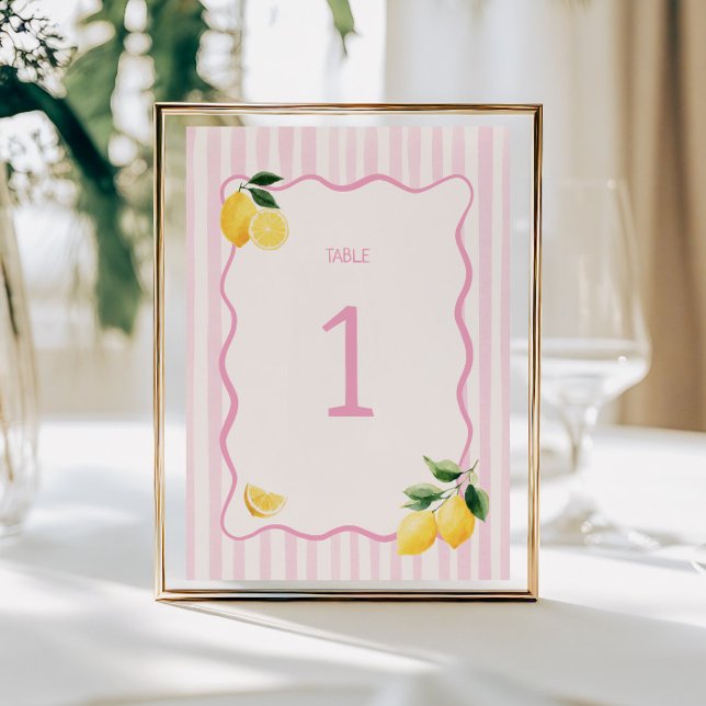 Numéro de table rayures roses citron (Créateur téléchargé)