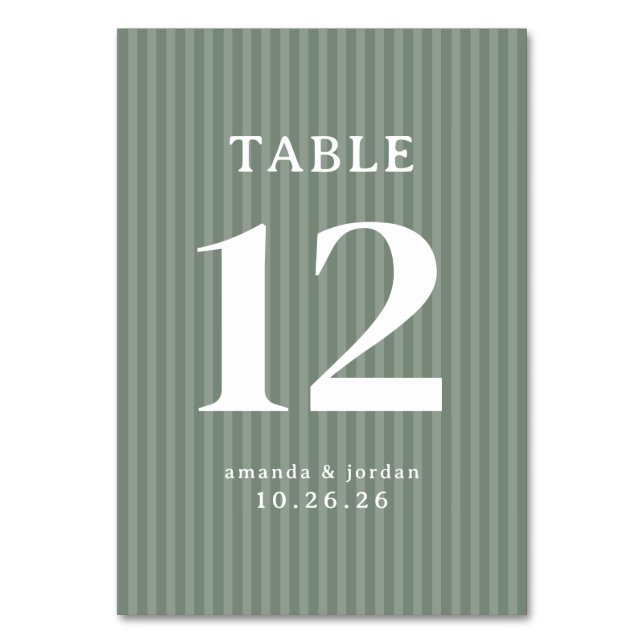 Numéro De Table Rayures Vertes Sophistiquées (Par défaut)
