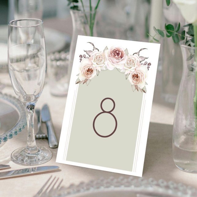 Numéro De Table Réception de mariage à l'arc Rose de Bohême (Bohemian Rose Arch Wedding Reception Table Number)