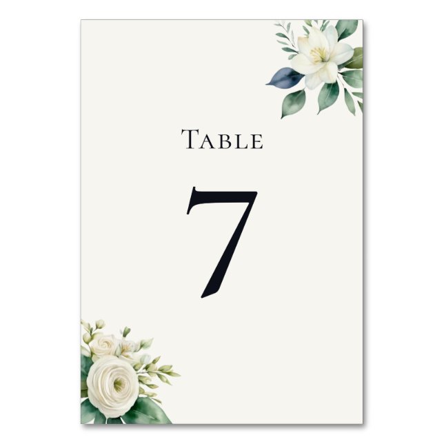 Numéro De Table Réception de mariage aux élégantes fleurs blanches (Par défaut)