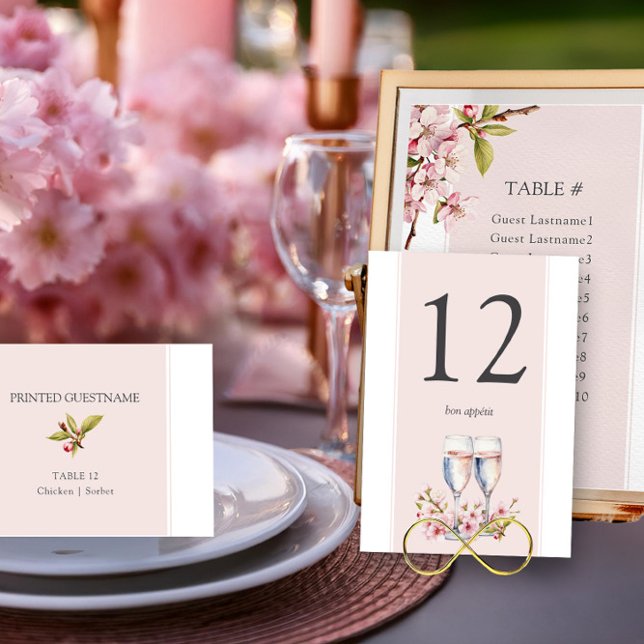 Numéro De Table Réception de mariage aux fleurs de cerisier (Table Number Card from the Cherry Blossom Wedding Collection by Darling & May)