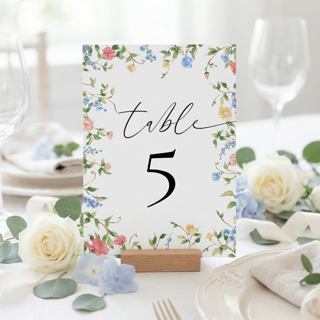 Numéro De Table Réception de mariage aux fleurs sauvages élégantes (Créateur téléchargé)