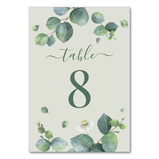 Numéro De Table Réception de mariage avec verdure d'eucalyptus (Par défaut)