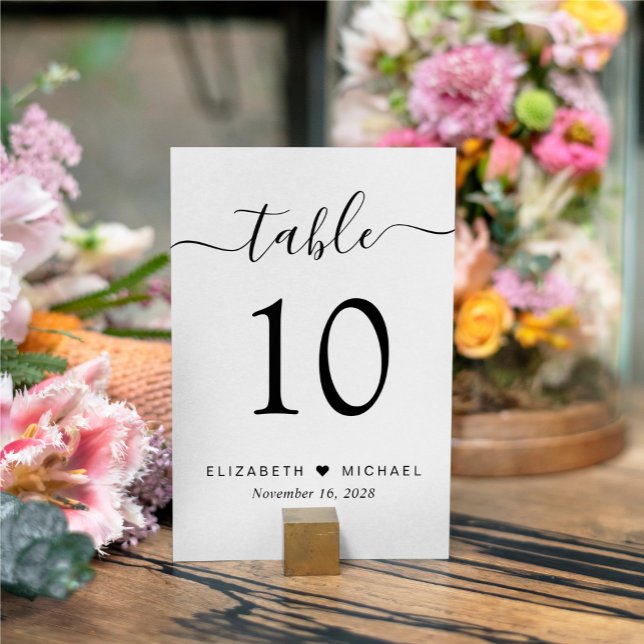 Numéro De Table Réception de mariage Chic Script (Créateur téléchargé)