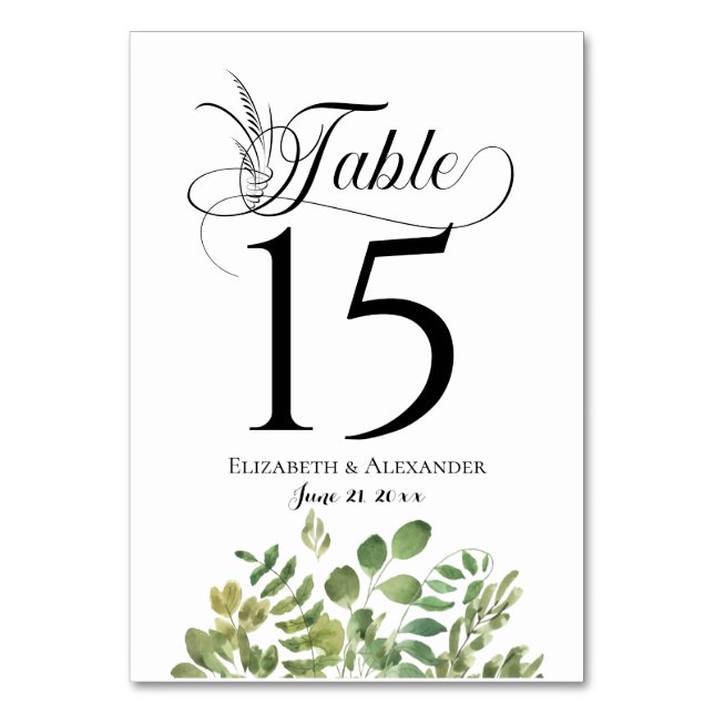Numéro De Table Réception De Mariage De Foliage Simple (Par défaut)