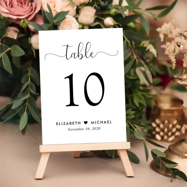 Numéro De Table Réception de mariage écriture stylée (Créateur téléchargé)