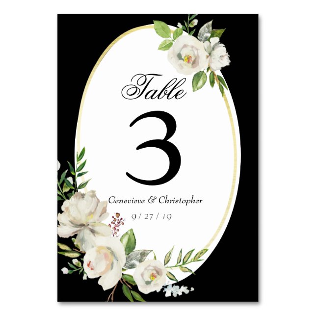 Numéro De Table Réception de mariage élégant boho à fleurs noires (Par défaut)