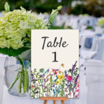 Numéro De Table Réception de mariage Fleur sauvage aquarelle<br><div class="desc">Fleur sauvage d'aquarelle colorée / sur la crème d'ivoire et le jardin botanique violet à la forme verticale numéro de table mariage. Concevez-en un pour chaque table. Contactez-moi pour obtenir de l'aide sur vos personnalisations ou pour demander des produits Zazzle supplémentaires pour vos événements</div>