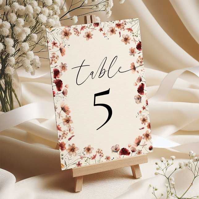Numéro De Table Réception de mariage Fleur sauvage Boho (Créateur téléchargé)