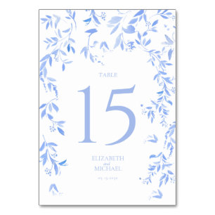 Numéro De Table Réception de mariage floral bleu français
