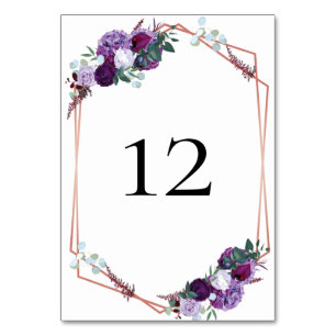 Numéro De Table Réception de mariage floral pourpre moderne