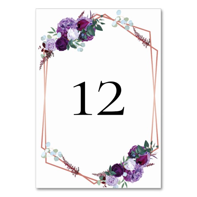 Numéro De Table Réception de mariage floral pourpre moderne (Par défaut)