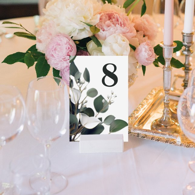 Numéro De Table Réception de mariage moderne Eucalyptus (Modern Eucalyptus Wedding Reception Table Number)