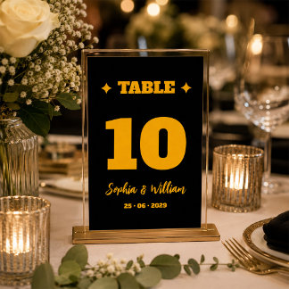 Numéro De Table Réception de mariage noir et or