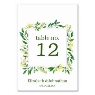 Numéro De Table Réception de mariage pour plantes vertes de printe